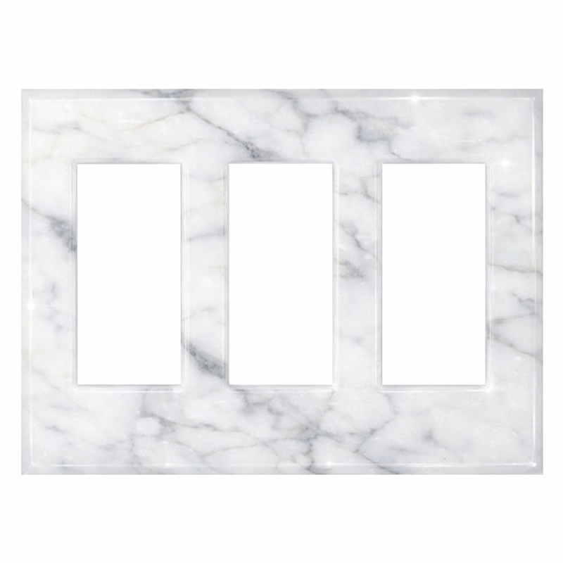 Bianco Carrara Switch Plate Covers 4-1/2x6 1/3 Polished Plate Cover 3-ROCKER