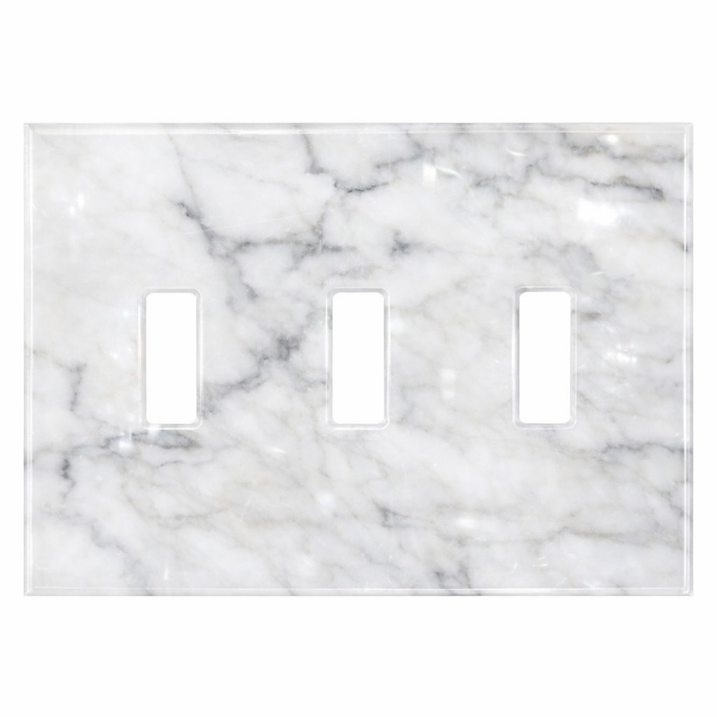 Bianco Carrara Switch Plate Covers 4-1/2x6 1/3 Polished Plate Cover 3-TOGGLE