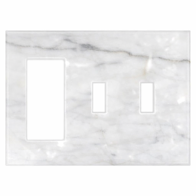 Bianco Carrara Switch Plate Covers 4-1/2x6 1/3 Polished Plate Cover DOUBLE TOGGLE - ROCKER