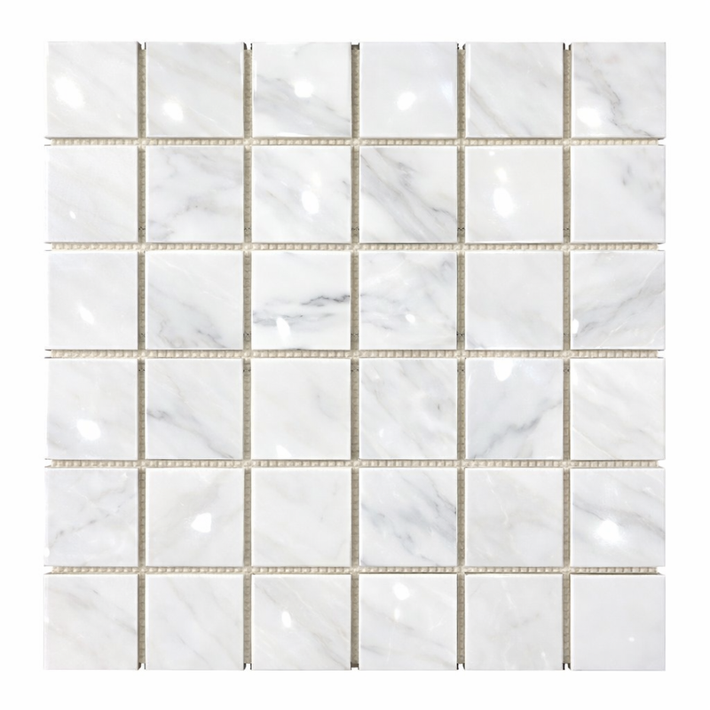 Oriental White (Asian Statuary) Marble 2x2 Polished Mosaic