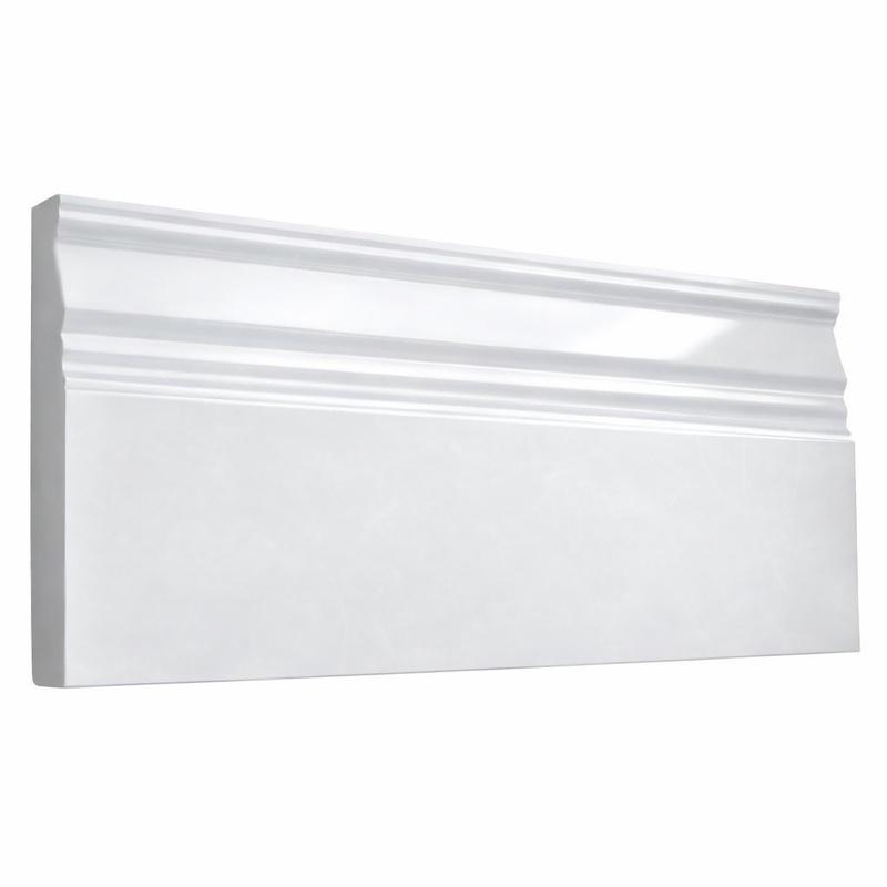 Bianco Dolomiti (White Dolomite) 4-3/4x12 Polished Tile Baseboard Trim