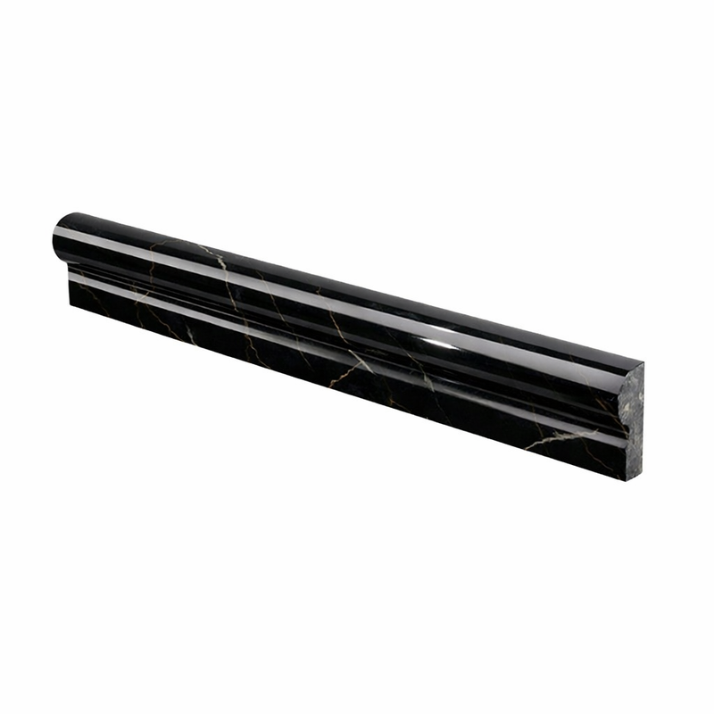 Nero Marquina (Black) Marble 2x12 Polished Tile OG-1 (Single-step Chair Rail Trim)