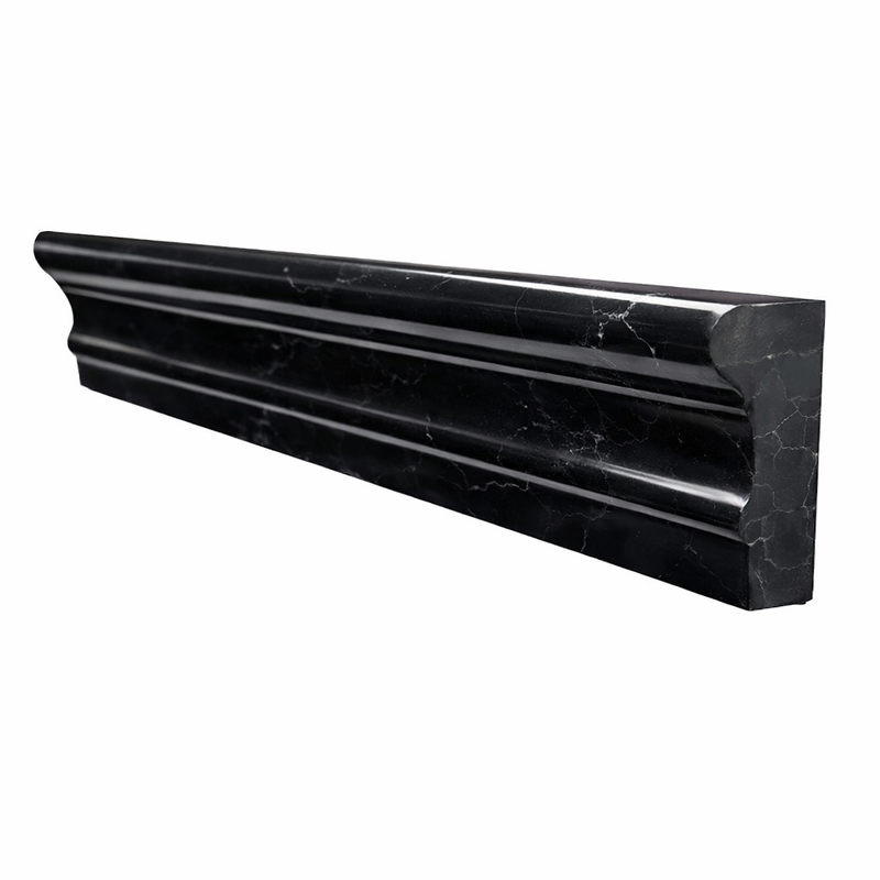 Nero Marquina (Black) Marble 2x12 Polished Tile Crown (Mercer) Molding Crown Molding