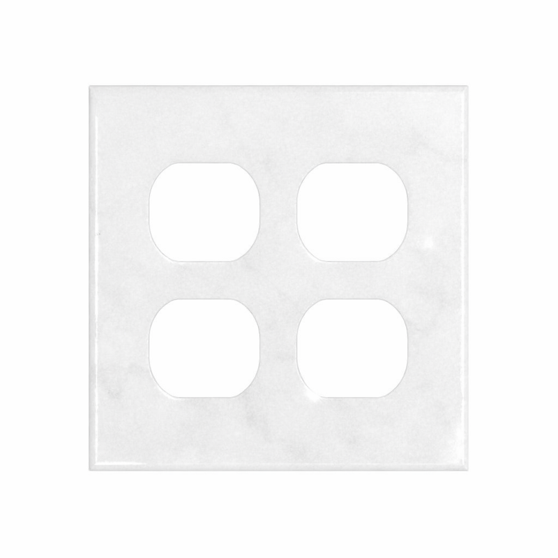 Thassos White Switch Plate Covers 4-1/2x4 1/2 Polished Plate Cover 2-DUPLEX