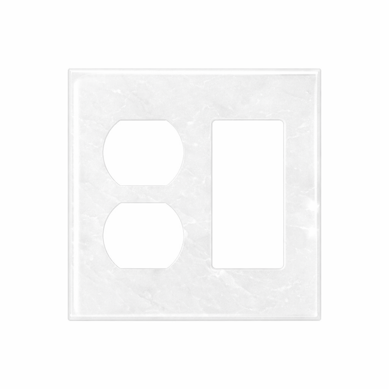 Thassos White Switch Plate Covers 4-1/2x4 1/2 Polished Plate Cover ROCKER - DUPLEX