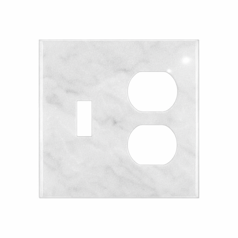 Thassos White Switch Plate Covers 4-1/2x4 1/2 Polished Plate Cover TOGGLE - DUPLEX
