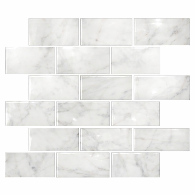 Calacatta Oliva Marble 2x4 Polished Brick Joint Mosaic Brick Mosaic - (Deep-Beveled)