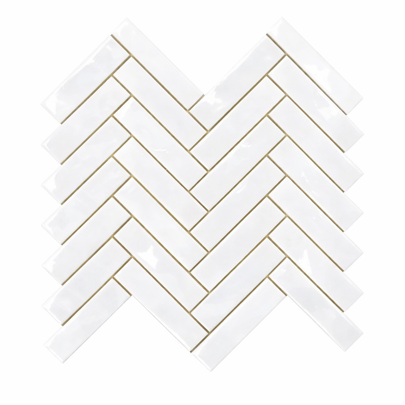 Bianco Dolomiti (White Dolomite) 1x4 Polished Herringbone Mosaic