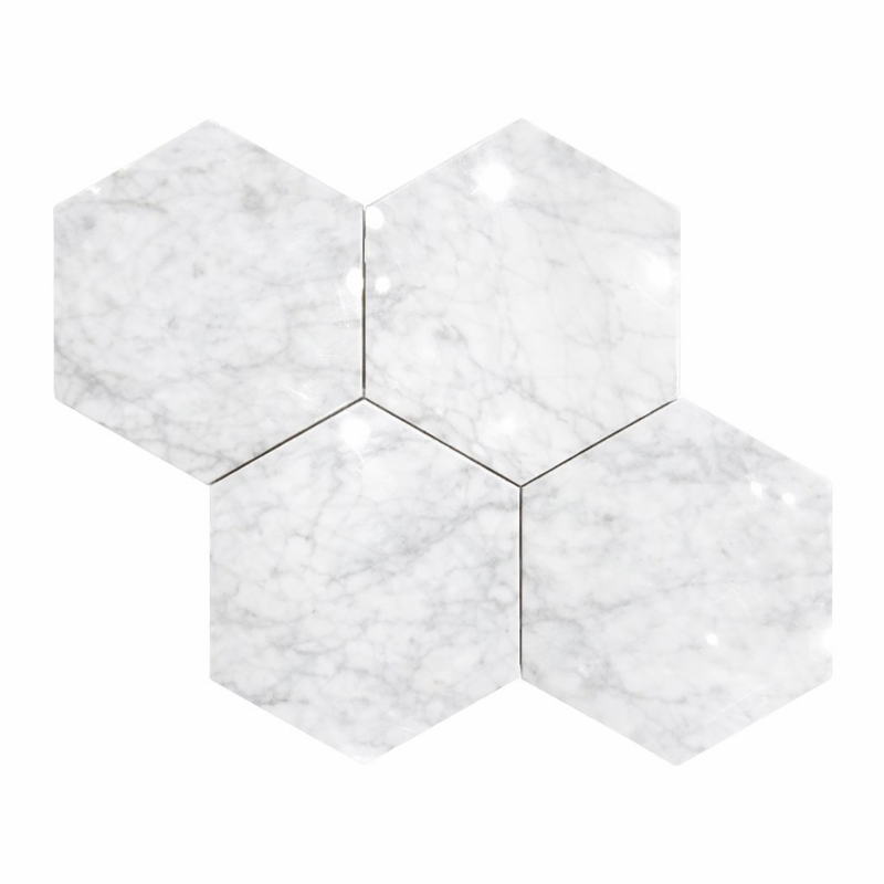 Carrara White (Italian) Marble 6x6 Polished Hexagon Mosaic