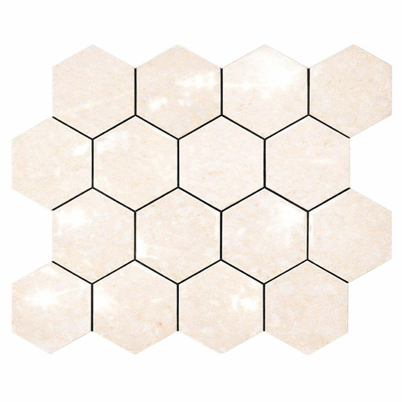 Crema Marfil (Spanish) Marble 3x3 Cream Polished Hexagon Mosaic