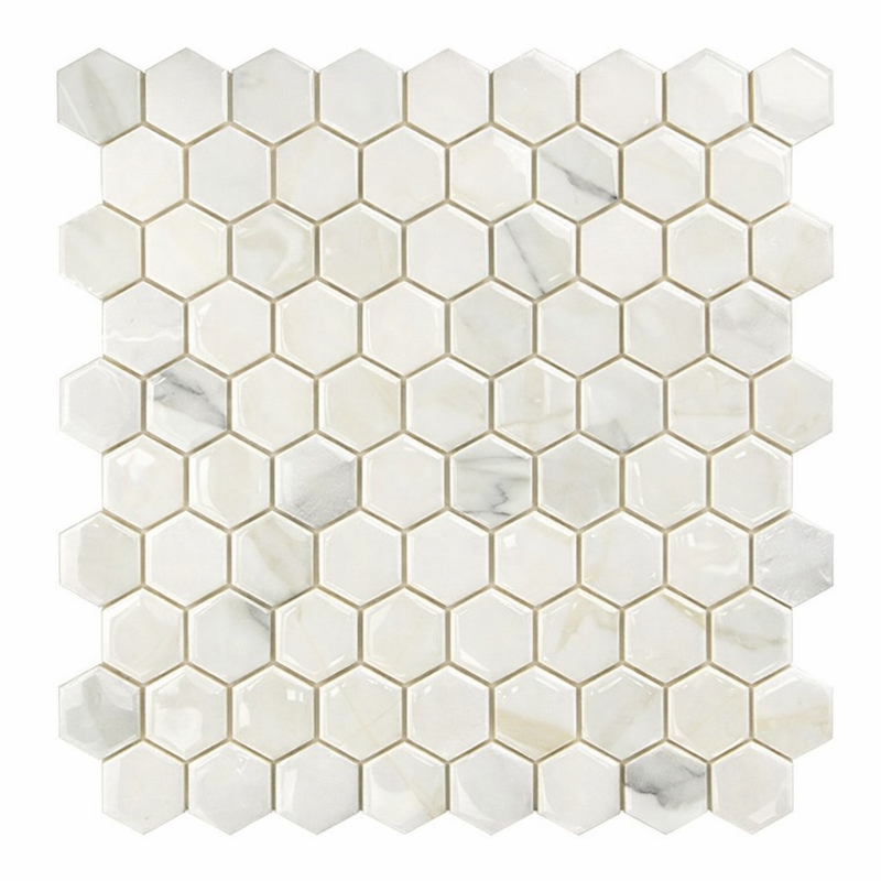 Calacatta Oliva Marble 1-1/4x1 1/4 Polished Hexagon Mosaic