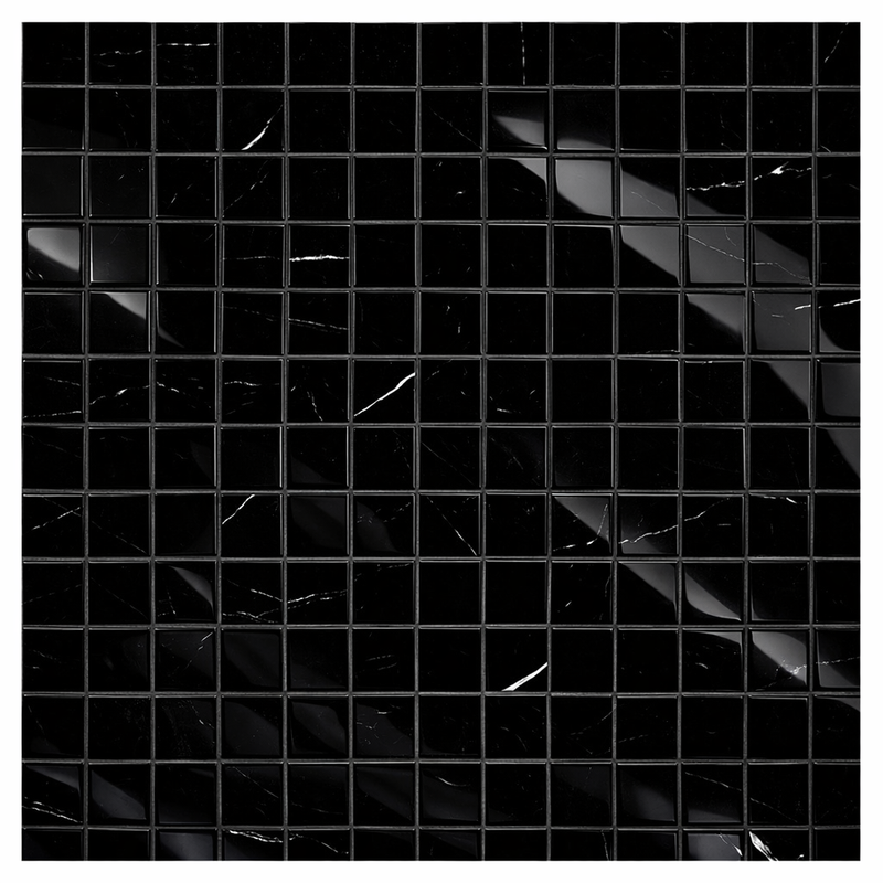 Nero Marquina (Black) Marble 1x1 Polished Mosaic