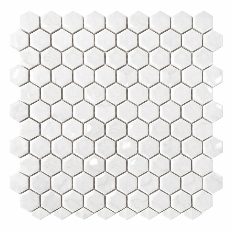 Thassos White (Greek) Marble 1x1 Polished Hexagon Mosaic