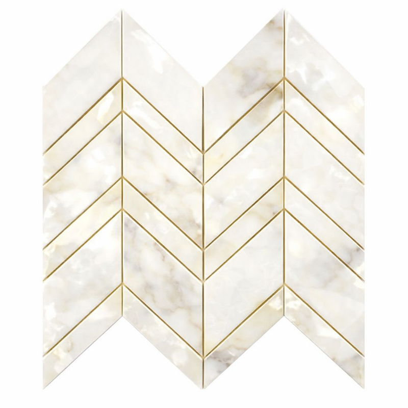 Calacatta Oliva Marble Polished Chevron Mosaic
