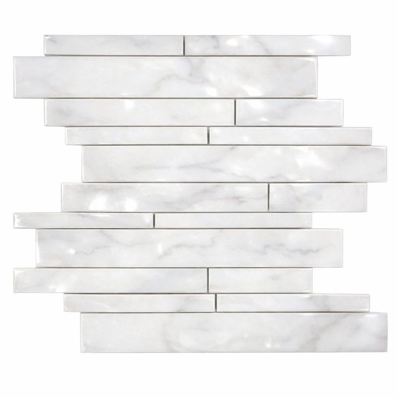 Calacatta Oliva Marble Polished Manhattan Mosaic Manhattan (Random-Strip) Mosaic