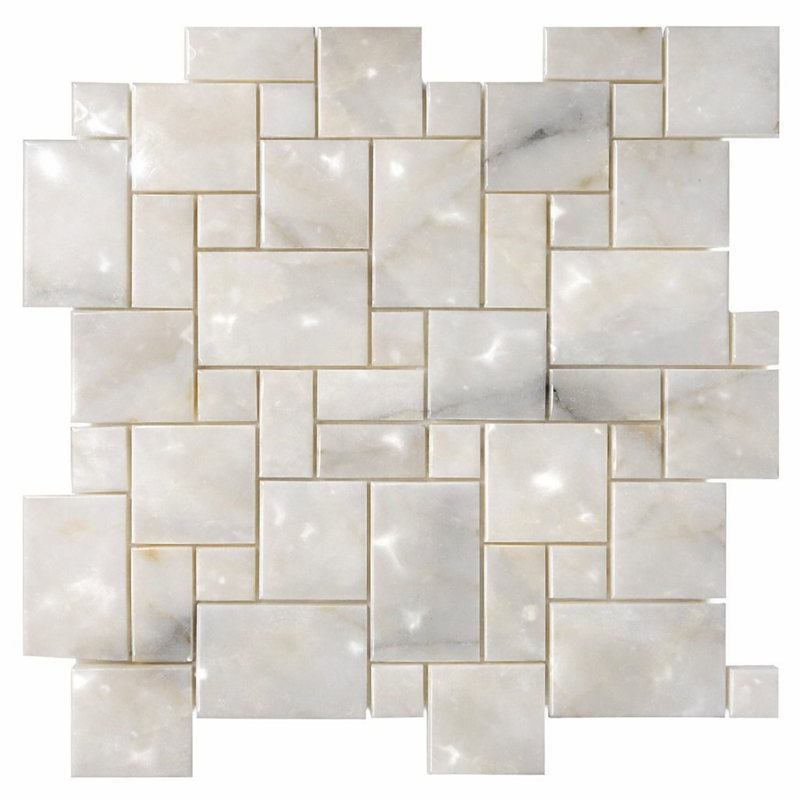 Calacatta Oliva Marble Polished Mini-Versailles Pattern Mosaic