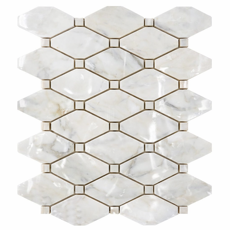 Calacatta Oliva Marble Polished Octave Mosaic Octave (Long Octagon) Mosaic (w/ Black / Calacatta Oliva)