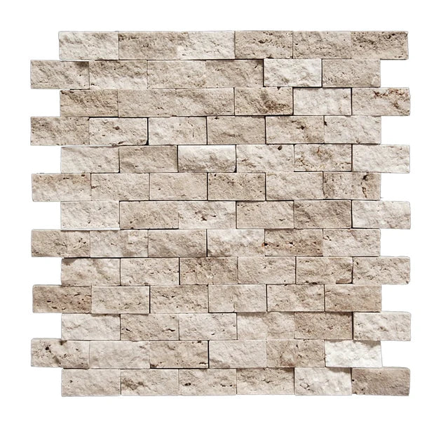 Ivory Cordoba Cream Travertine Split Face 1 x 2 Mosaic
