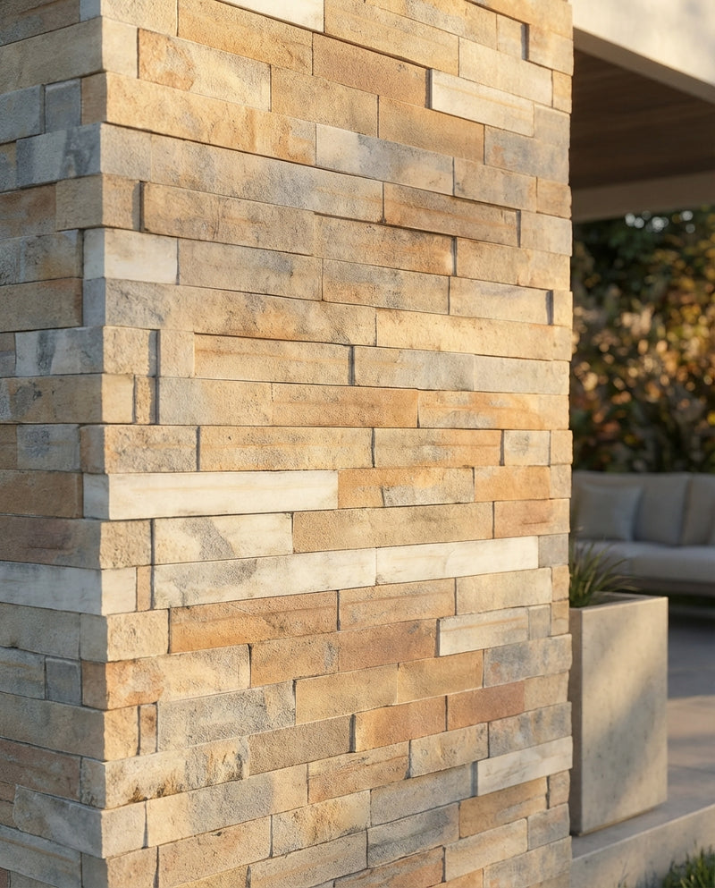 Natural Stone Antique Cinnamon Split Face 6 x 24 Flat Panel Stone Veneer