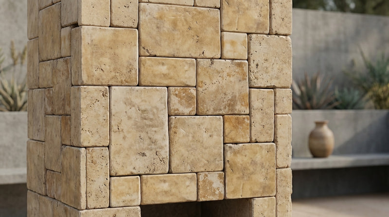Autumn Leaves Scabos Travertine Tumbled Mini Mosaic