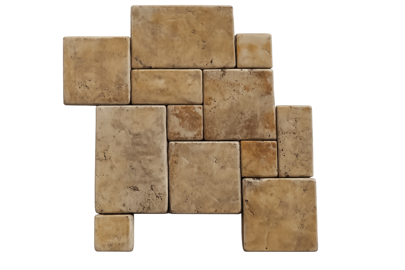 Autumn Leaves Scabos Travertine Tumbled Mini Mosaic
