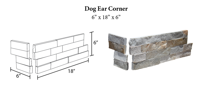 Nepal Golden Sand - 4 Lines Stone Split Face 6 x 18 x 6 (2 Pc) Dog Ear Corner Stone Veneer