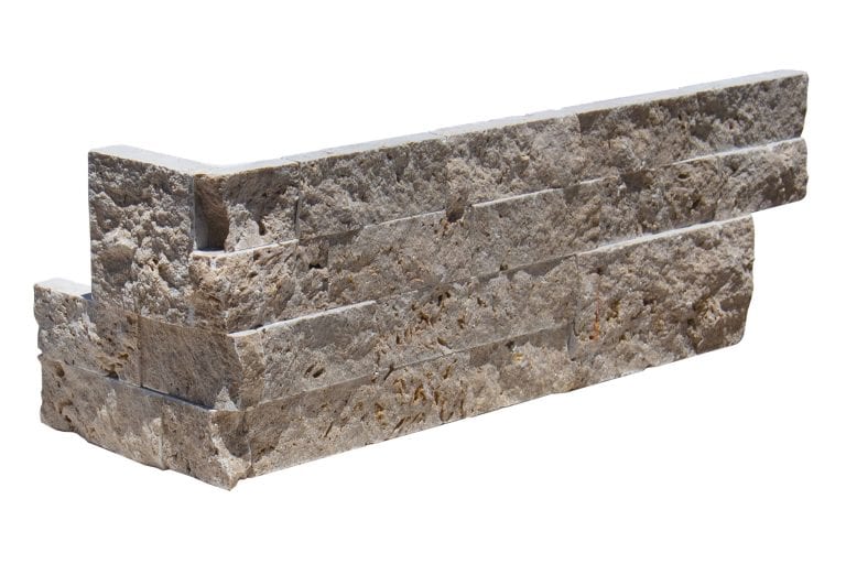 Noce Travertine Travertine Split Face 6 x 18 x 6 L Shape Glued Corner Stone Veneer