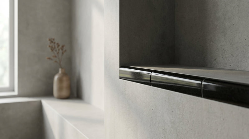 Absolute Black Granite 3/4x12 Polished Tile Bullnose Liner