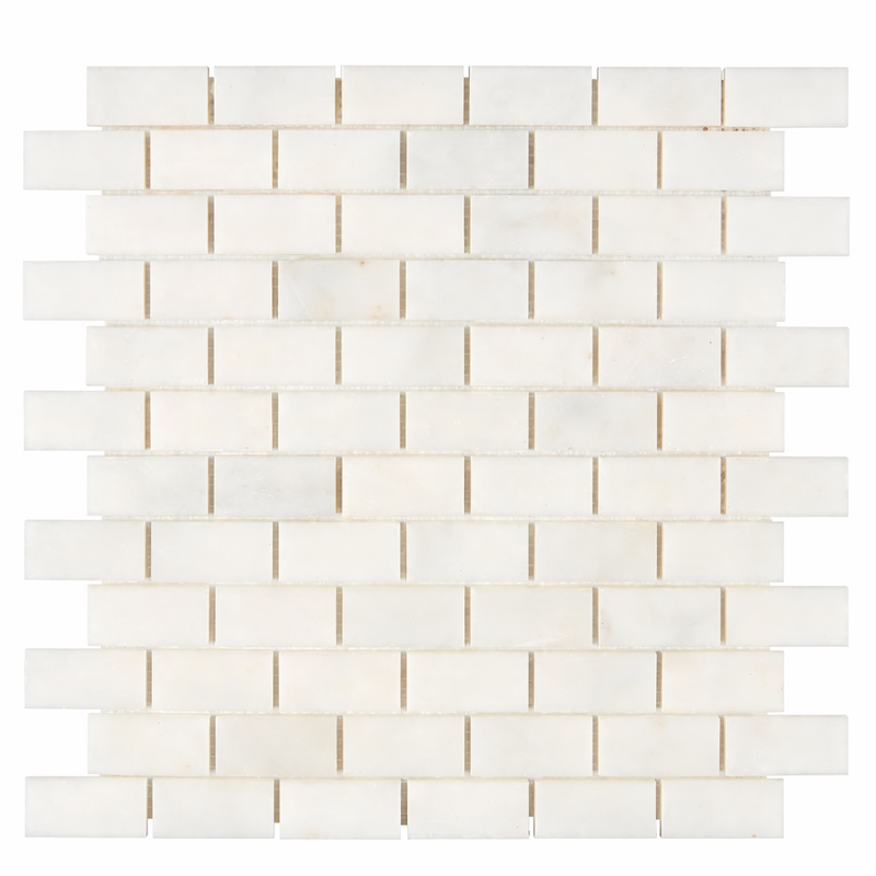 Afyon White Marble 1x2 Polished Brick Joint Mosaic Brick Mosaic