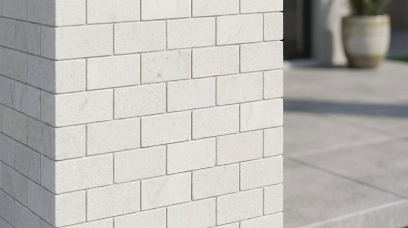 Afyon White Marble 1x2 Polished Brick Joint Mosaic Brick Mosaic