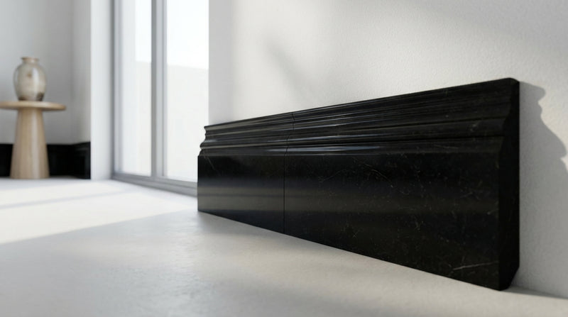 Absolute Black Granite 4-3/4x12 Polished Tile Baseboard Trim