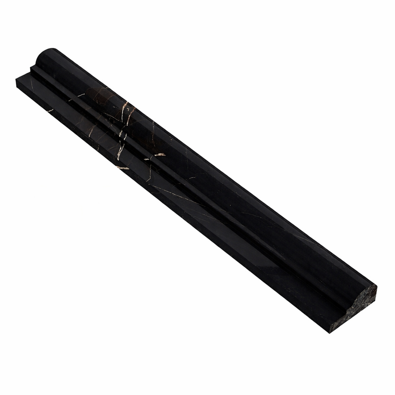 Absolute Black Granite 2x12 Polished Tile OG-1 (Single-step Chair Rail Trim)