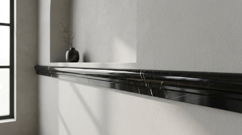 Absolute Black Granite 2x12 Polished Tile OG-1 (Single-step Chair Rail Trim)