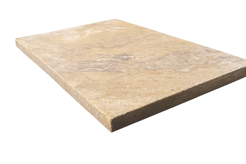 Autumn Leaves Scabos Travertine Tumbled 16x24x1.25 Bullnose Coping