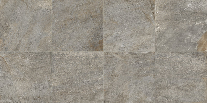 Quartzite Warm Grey Porcelain Rough & Straight Edge 24 x 24 x 3/4 Paver