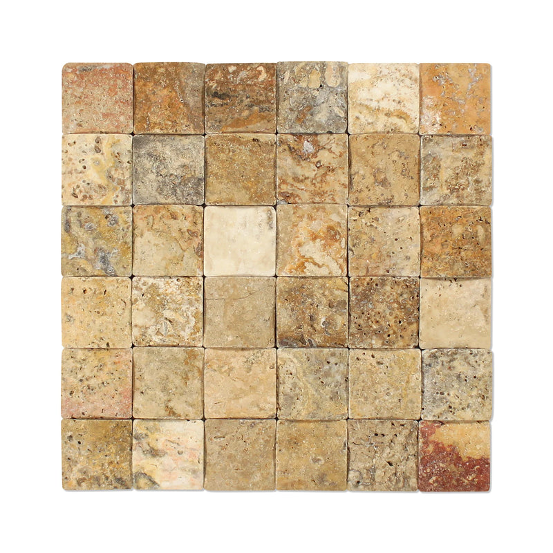Autumn Leaves Scabos Travertine Wavy 2 x 2 Mosaic