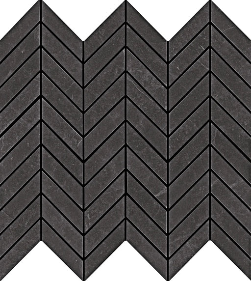 AbsoluteSlate Black 1x2 Chevron Rectified Porcelain Mosaic Tile