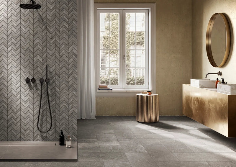 AbsoluteSlate Grey 1x2 Chevron Rectified Porcelain Mosaic Tile