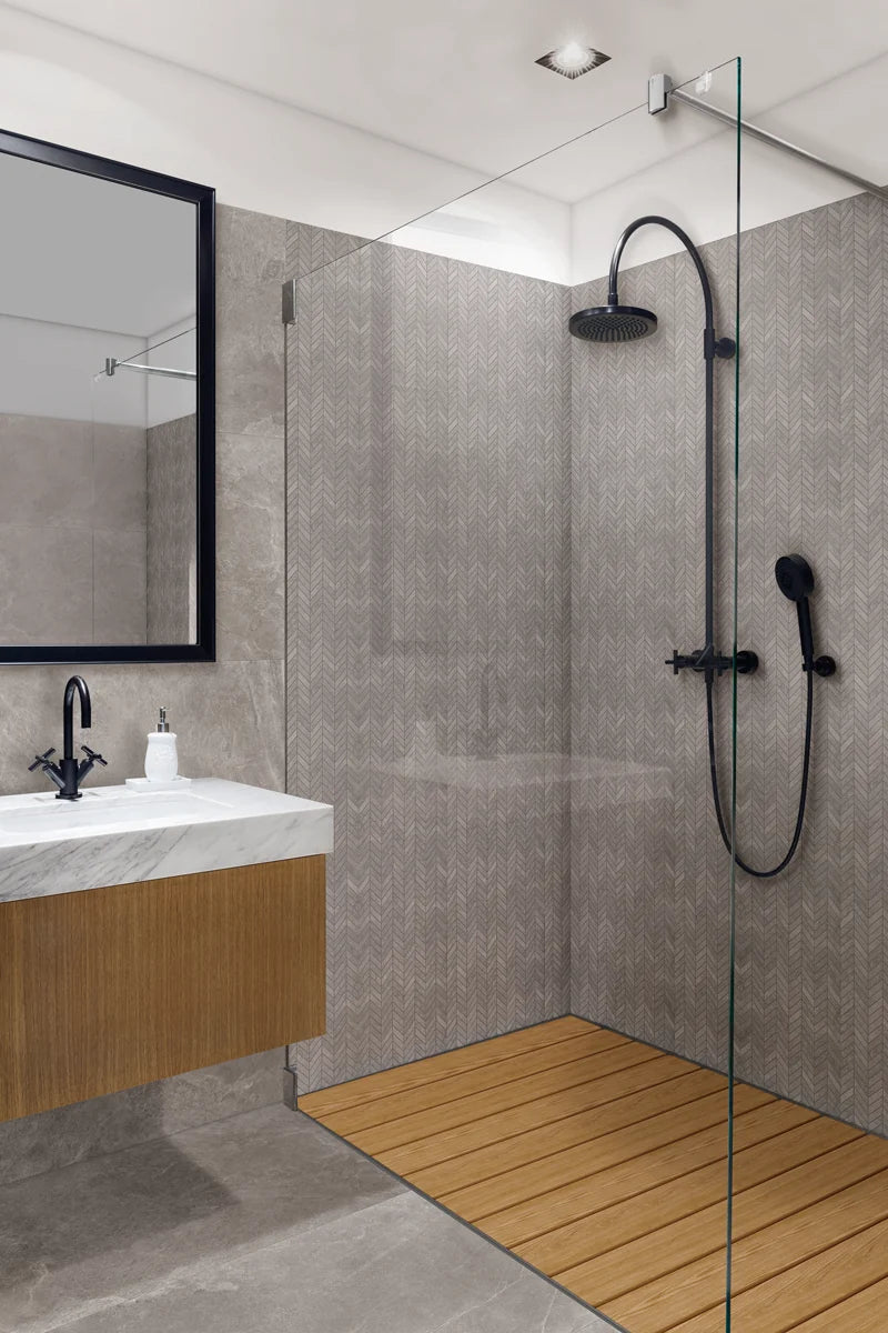 AbsoluteSlate Grey 1x2 Chevron Rectified Porcelain Mosaic Tile