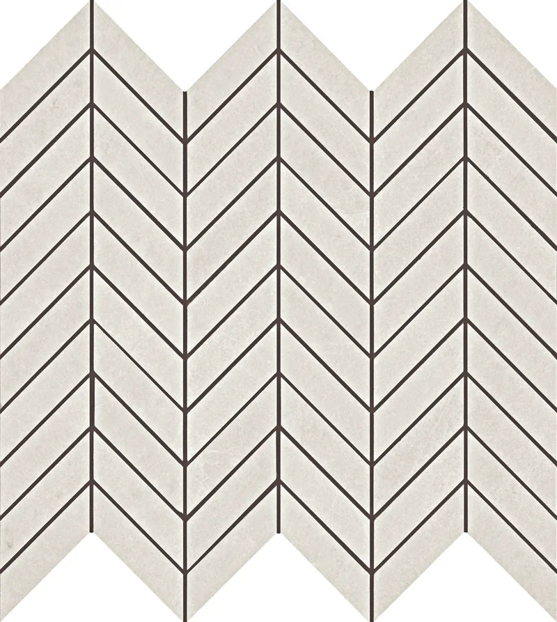 AbsoluteSlate White 1x2 Chevron Rectified Porcelain Mosaic Tile