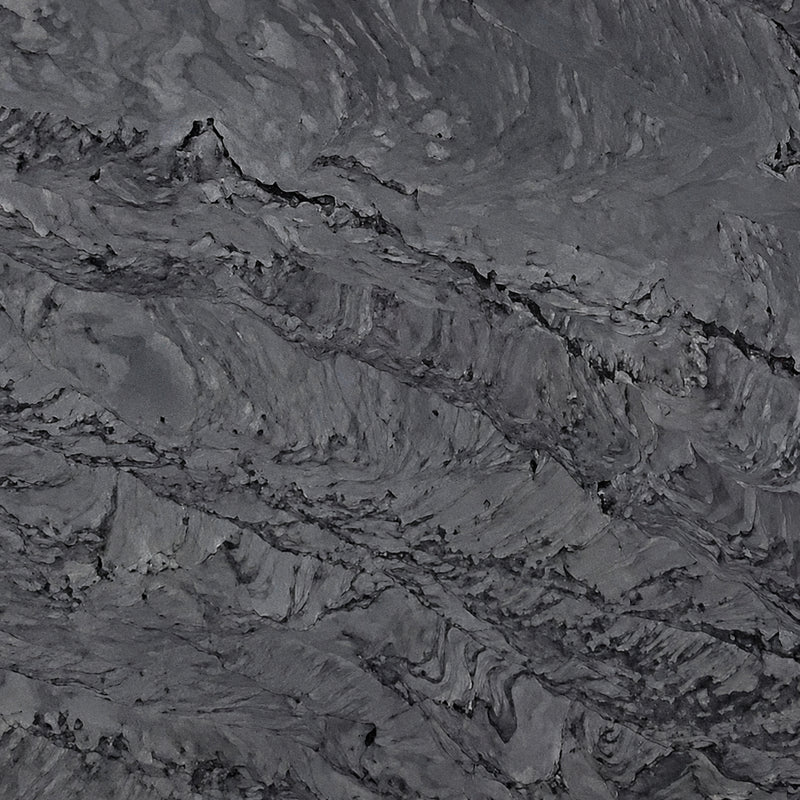 Adamantium 3cm leathered quartzite slab detail with flowing charcoal-gray veins.