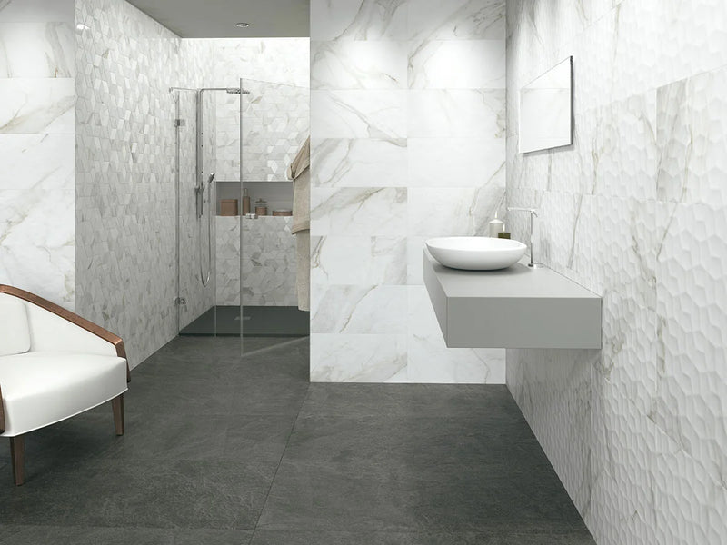 Adella Viso Calacatta 12x24 Matte Satin Ceramic Wall Tile