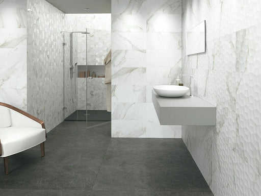 Adella Viso Calacatta 12x24 Matte Satin Ceramic Wall Tile