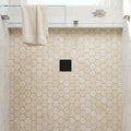 Adour Limestone Mosaic in Creme, Hexagon 2x2 Size — Bathroom shower floor