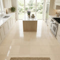 Adour Creme Limestone Tile 12x12 Polished 3/8 inch — Kitchen floor