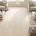 Adour Creme Limestone Tile 18x18 Honed 1/2 inch — Family Room floor