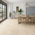Adour Creme Limestone Tile 18x18 Honed 1/2 inch — Living Room floor
