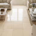 Adour Creme Limestone Tile 18x18 Polished 1/2 inch — Family Room floor