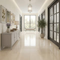 Adour Creme Limestone Tile 18x18 Polished 1/2 inch — Hallway floor