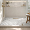 Aether Blue 2x2 Marble Mosaic — Bathroom shower floor